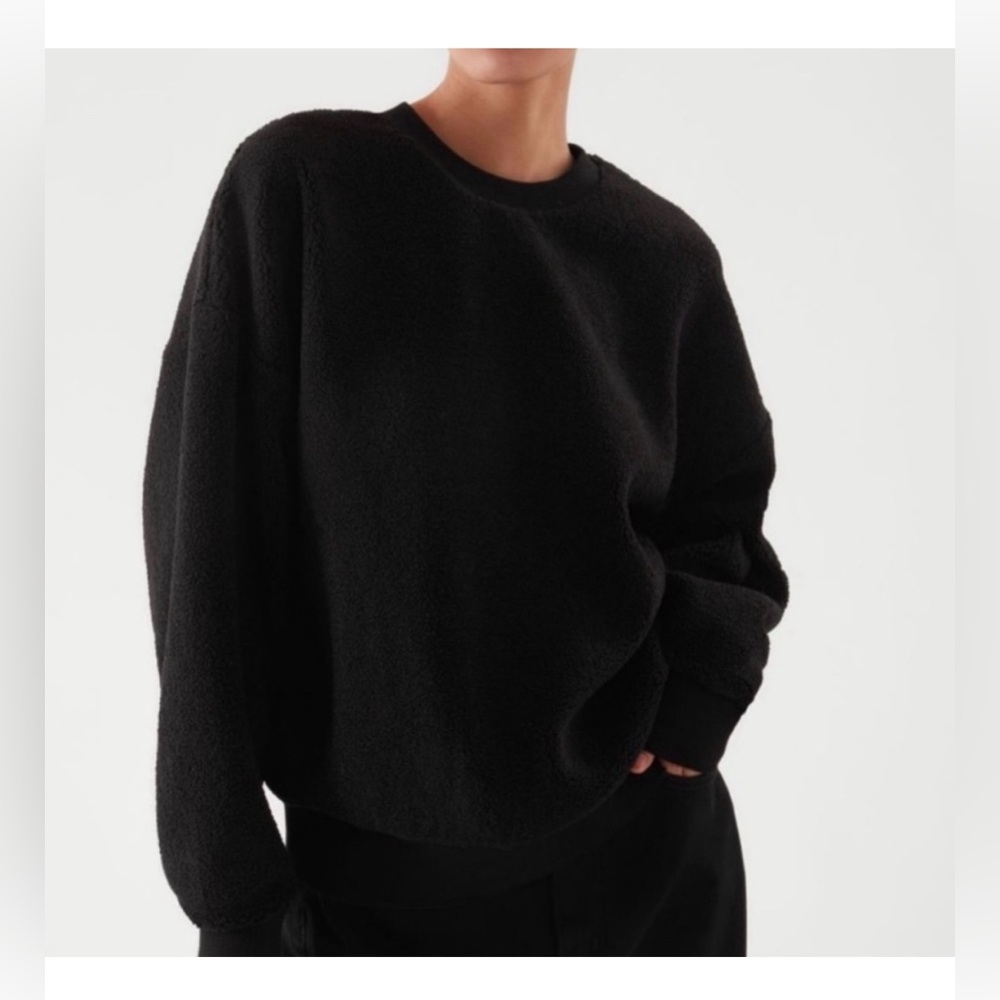 COS Black Teddy Crewneck Sweater